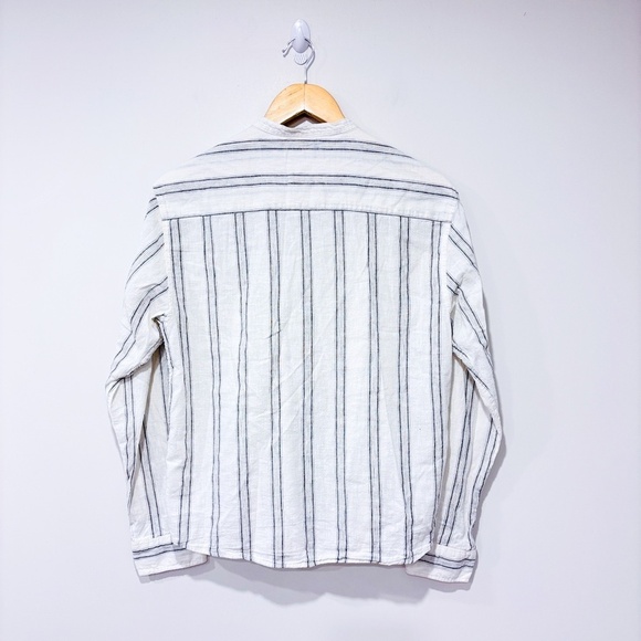 ZARA White and grey striped linen blouse - Picture 8 of 8